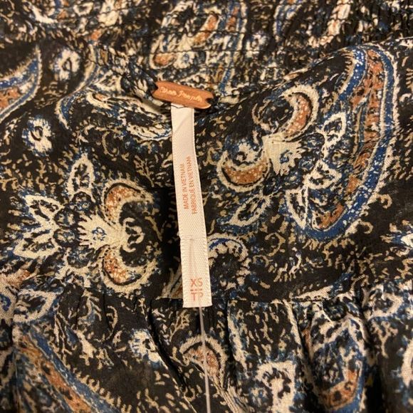 NWT FREE PEOPLE Lolita Printed Volume Sleeve Peasant Blouse XS - Picture 10 of 11